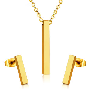 Gold-Tone Minimalist Jewelry Set: Necklace & Earrings