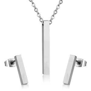 Minimalist Silver Jewelry Set: Necklace & Earrings