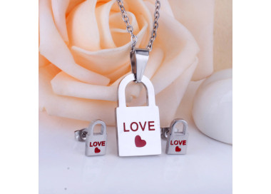 Charming Love Padlock Jewelry Set - Necklace & Earrings