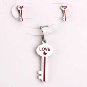 Love Key Pendant & Earrings Set - Romantic Jewelry Gift