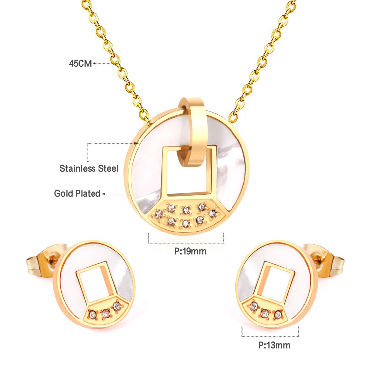 Gold-Plated Stainless Steel Necklace & Earrings Set