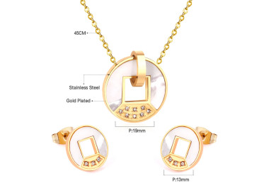 Gold-Plated Stainless Steel Necklace & Earrings Set