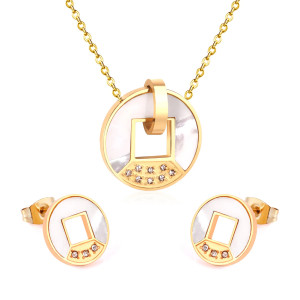 Gold-Plated Stainless Steel Necklace & Earrings Set