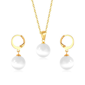 Elegant Pearl Pendant Necklace & Earring Set