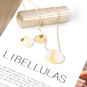 Elegant Mother-of-Pearl Jewelry Set with Gold Accents