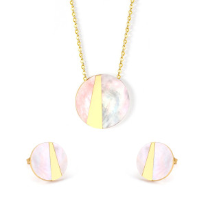 Elegant Mother-of-Pearl Jewelry Set with Gold Accents