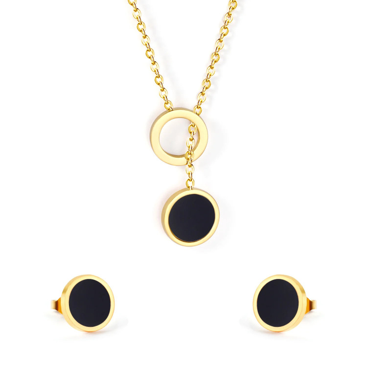 Modern Gold & Black Jewelry Set - Elegant & Stylish