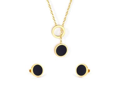 Modern Gold & Black Jewelry Set - Elegant & Stylish