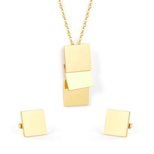 Geometric Chic Square Pendant Necklace and Earrings Set