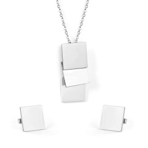 Geometric Chic Square Pendant Necklace and Earrings Set