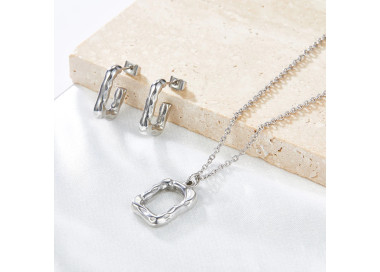 Wavy Texture Silver Jewelry Set - Elegant Jewelry Accessory