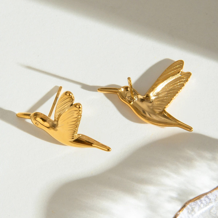 Gold Hummingbird Earrings - Elegant & Unique Jewelry