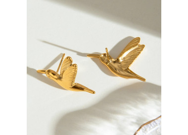 Gold Hummingbird Earrings - Elegant & Unique Jewelry