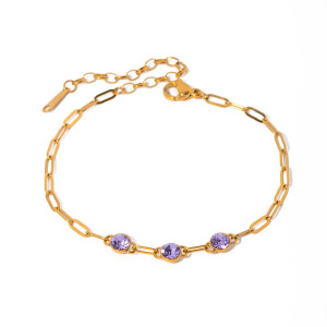 Purple Women's Chain Bracelet with  Zircon