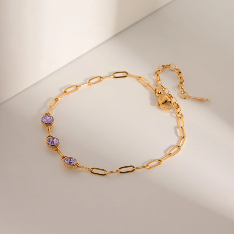 Purple Women's Chain Bracelet with  Zircon