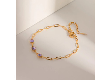 Purple Women's Chain Bracelet with  Zircon