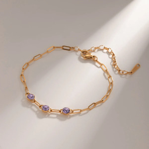 Purple Women's Chain Bracelet with  Zircon