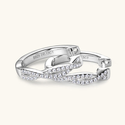 white gold moissanite infinity hoop earrings 925 sterling silver minimal style