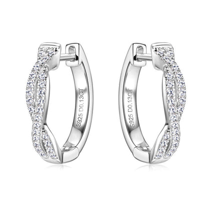 Moissanite infinity hoop earrings in 925 sterling silver with brilliant stones