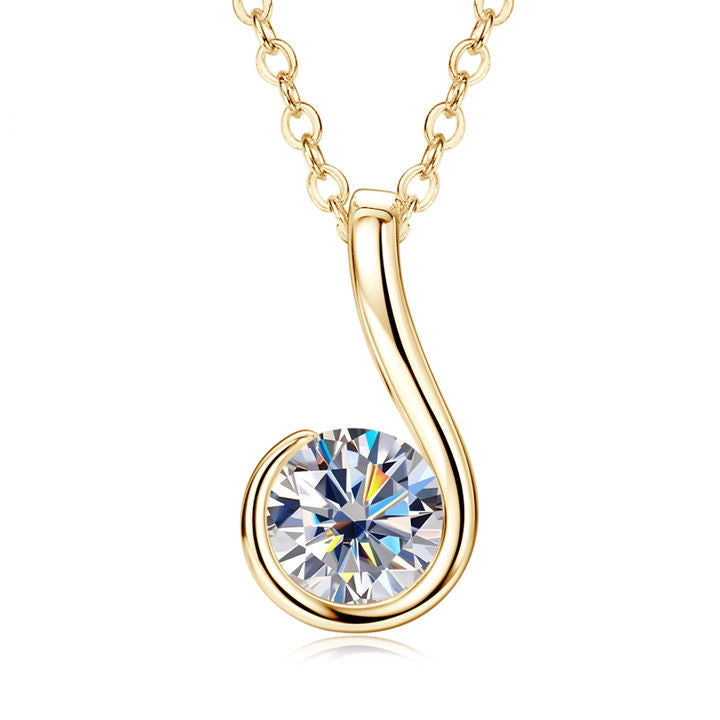 Luxury 925 Sterling Silver Solitaire Round 1CT D Color Diamond Moissanite Stone Teardrop Pendant Necklaces for Women