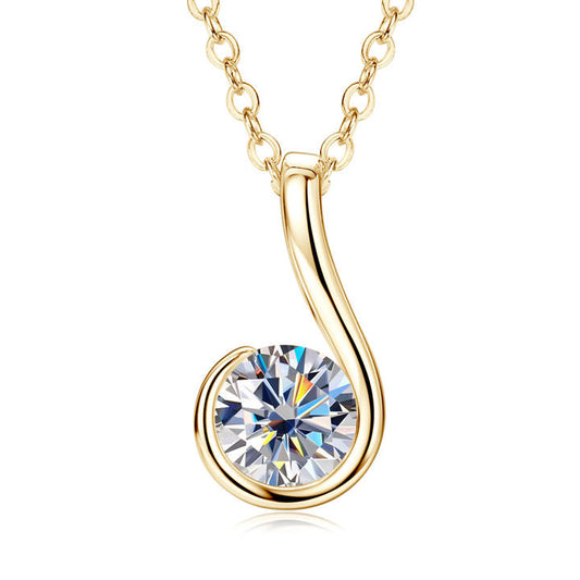 Luxury 925 Sterling Silver Solitaire Round 1CT D Color Diamond Moissanite Stone Teardrop Pendant Necklaces for Women