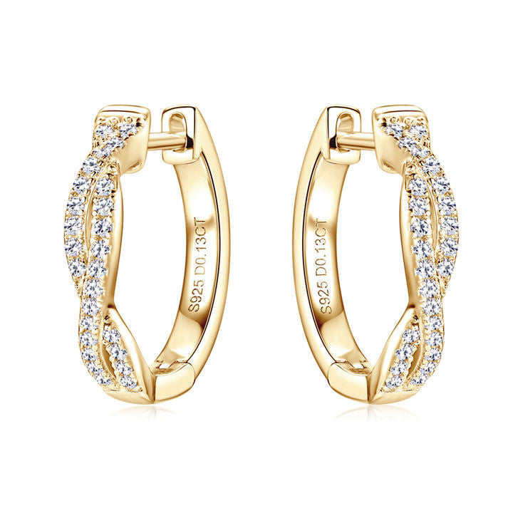 Moissanite infinity hoop earrings in 925 sterling silver with brilliant stones