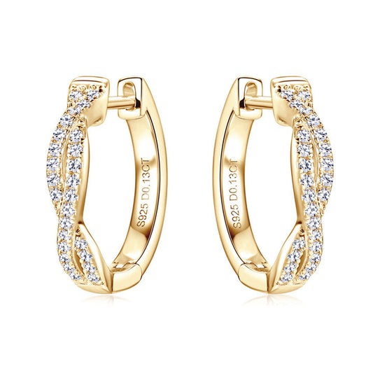 Moissanite infinity hoop earrings in 925 sterling silver with brilliant stones