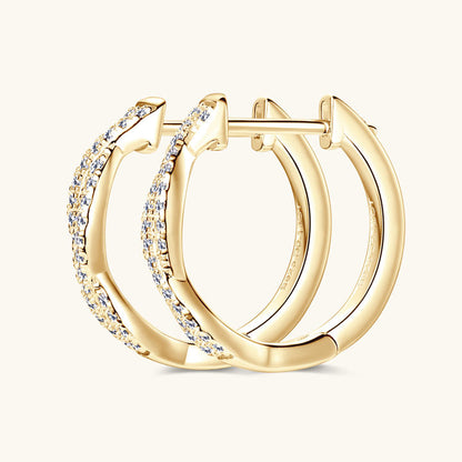 Gold 925 sterling silver moissanite hoop earrings infinity design side view